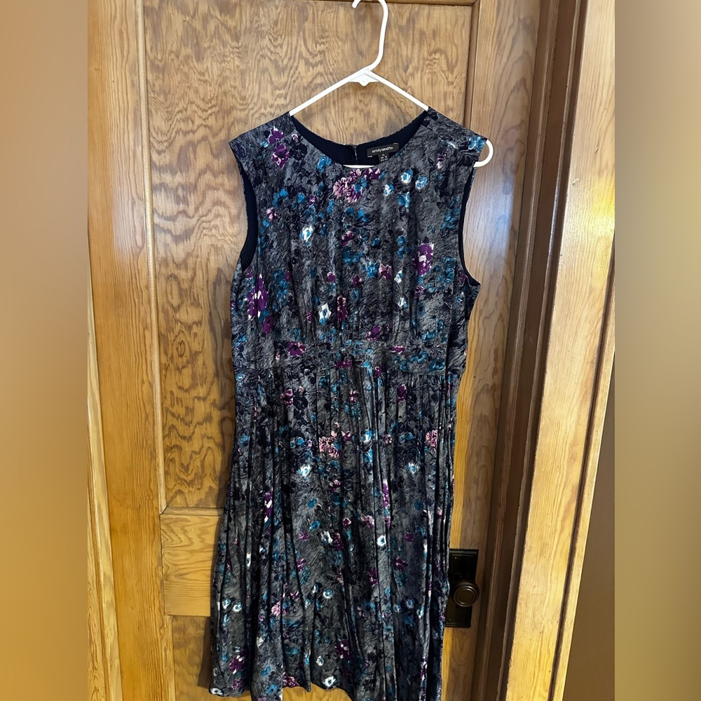 Emily and Finn Floral Midi Dress in Black and Purple